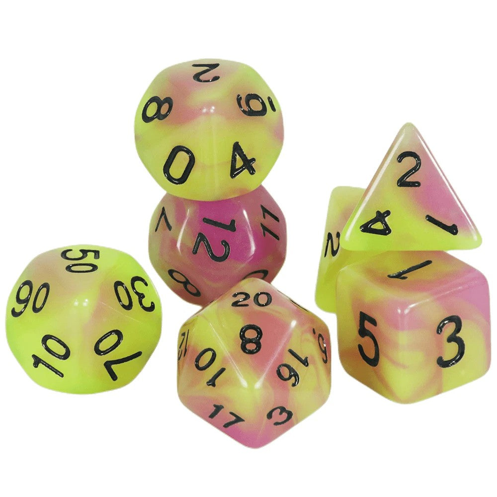 Conjunto de dados 7pcs - Brilha no escuro | RPG/D&D, Pathfinder