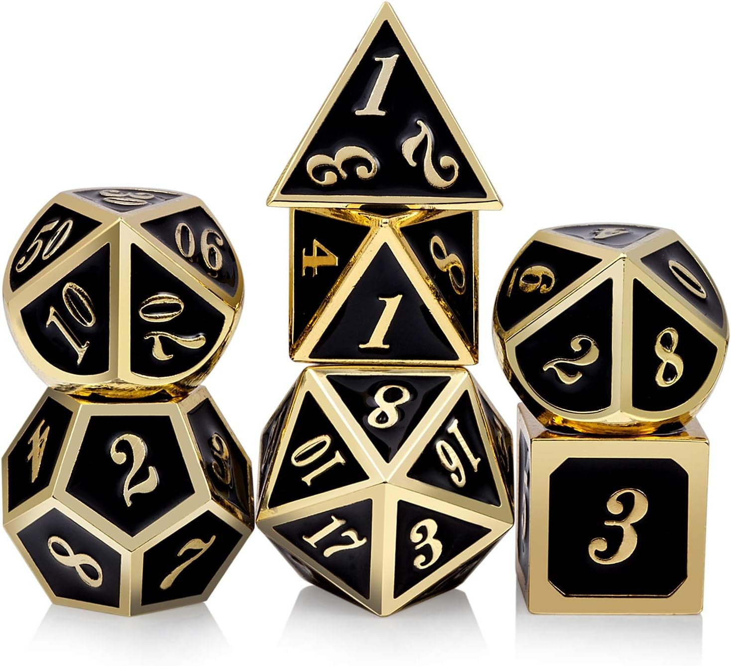 Conjunto de dados de metal 7pcs - Coloridos | RPG/D&D, Pathfinder
