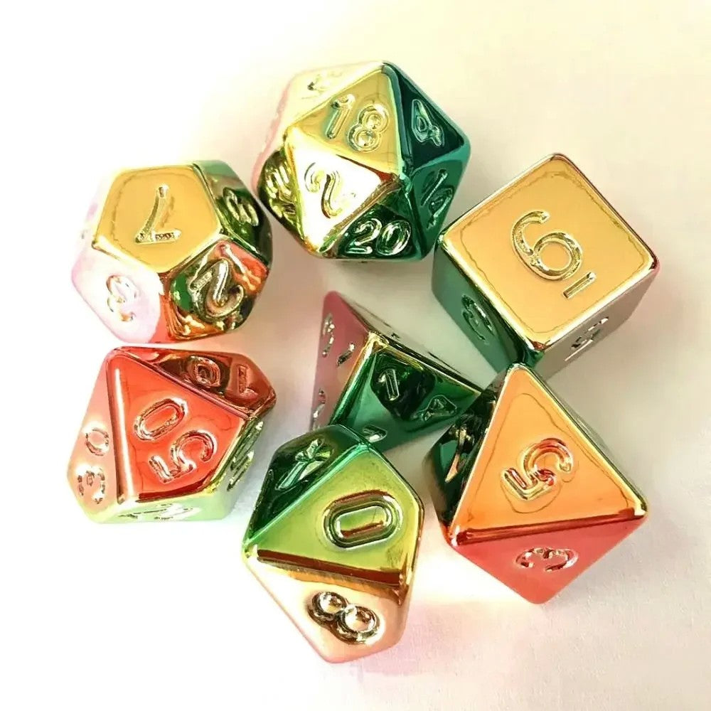 Conjunto de dados 7pcs - Cores Metálicas | RPG/D&D, Pathfinder