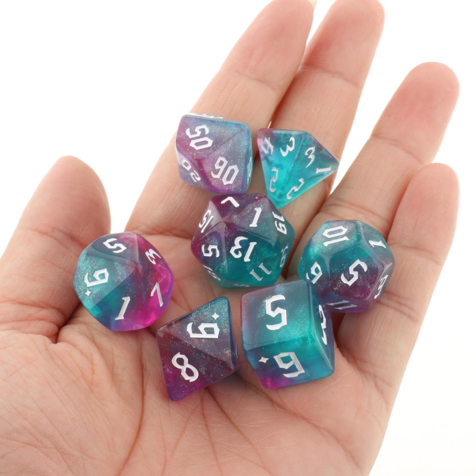 Conjunto de dados 7pcs - Cores Estelares | D&D, RPG, Pathfinder