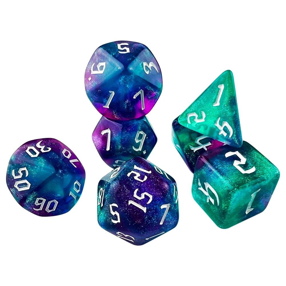 Conjunto de Dados 7pcs - Starlight Glitter | RPG/D&D, Pathfinder