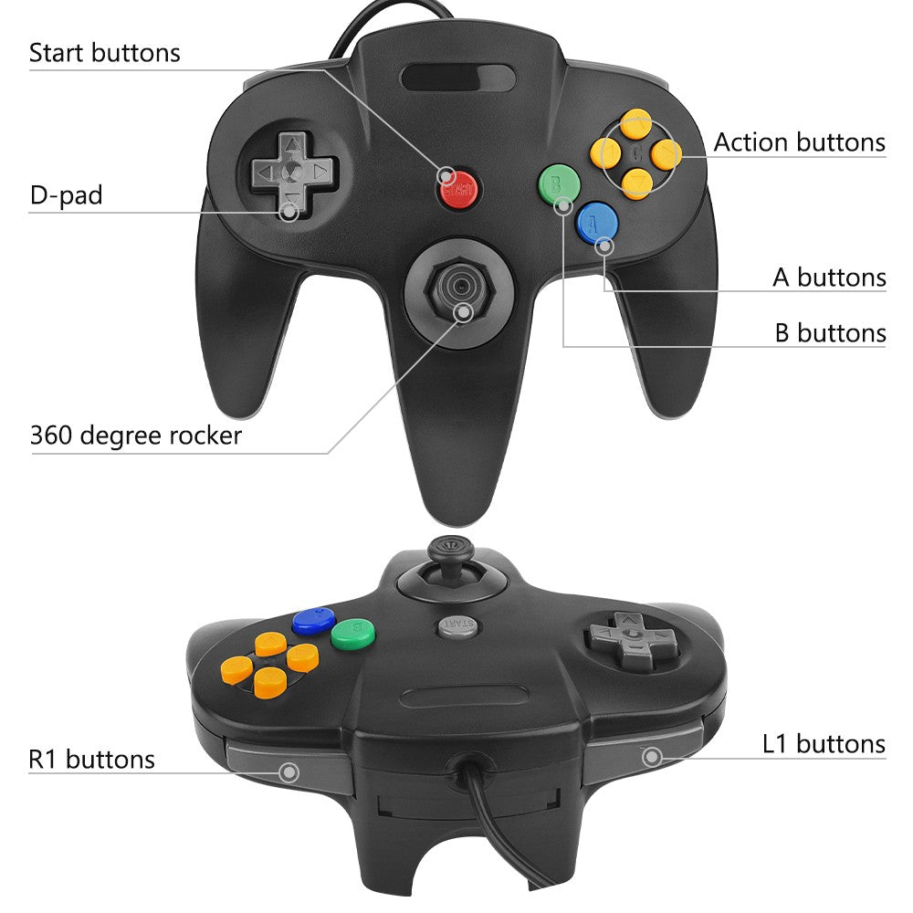 Controle Classico N64 USB com fio para Jogos Retro
