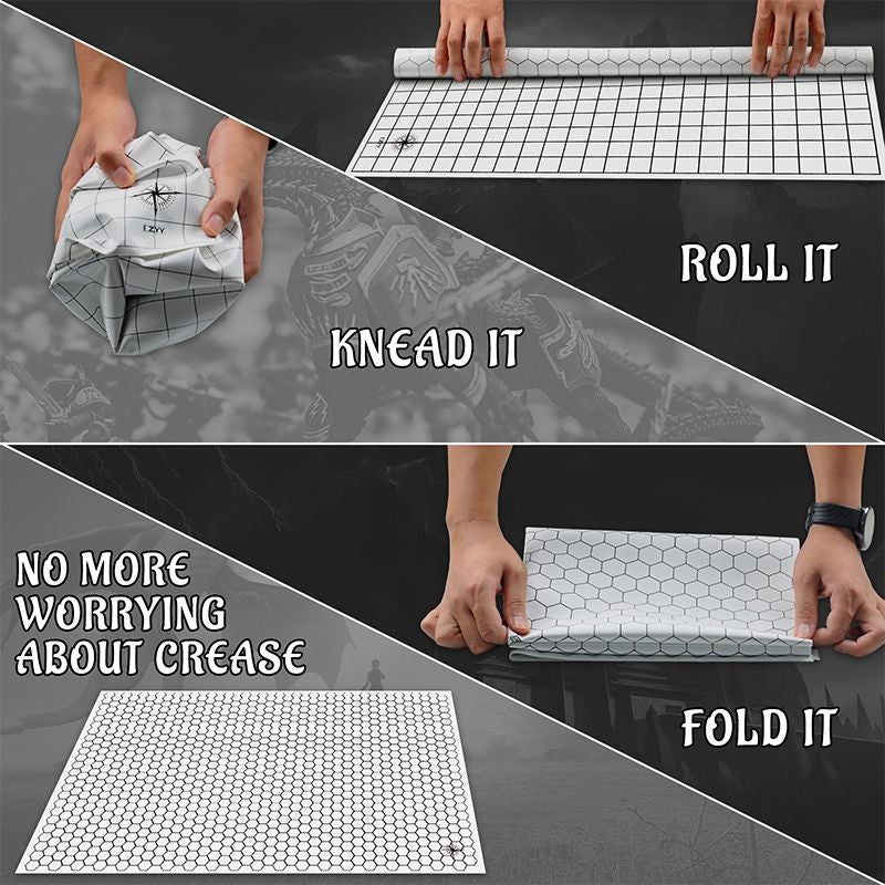 Tapete de Silicone Dupla Face, 23x35", Quadrado e Hexagono, Dobrável e Enrolável