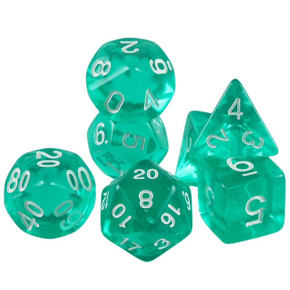 Conjunto de Dados 7pcs Translúcidos | RPG/D&D, Pathfinder