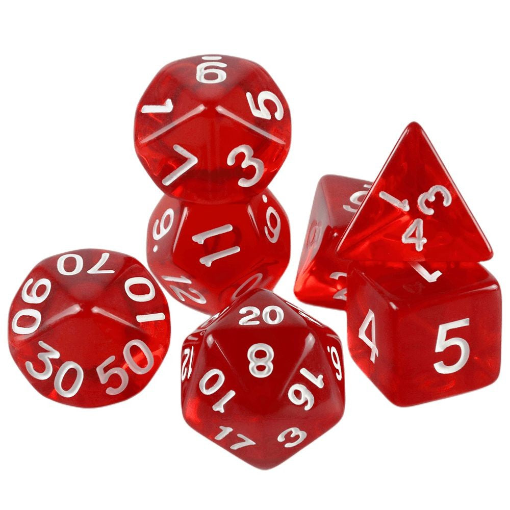 Conjunto de Dados 7pcs Translúcidos | RPG/D&D, Pathfinder