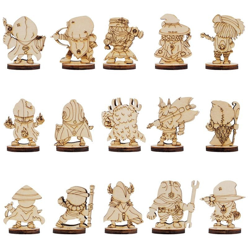 Miniaturas para RPG de Mesa e Jogos de Tabuleiro em Madeira Compensado | RPG/D&D, Pathfinder