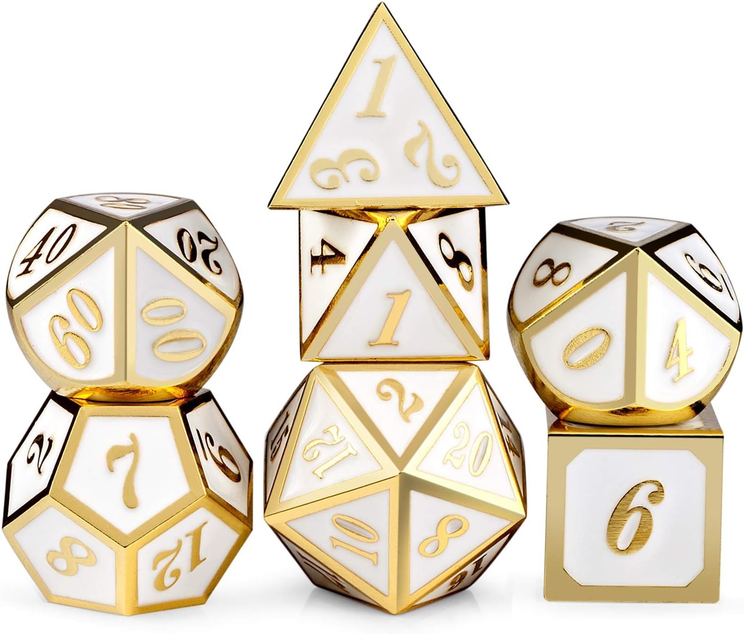 Conjunto de dados de metal 7pcs - Coloridos | RPG/D&D, Pathfinder