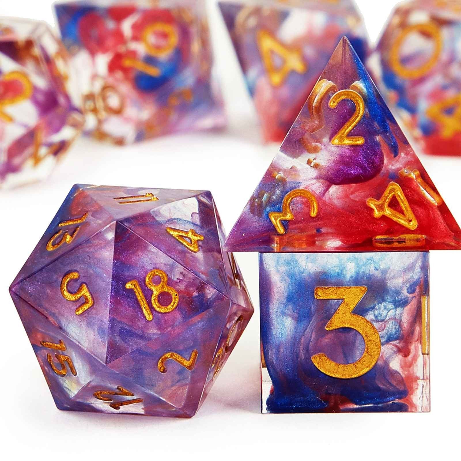 Conjunto de dados 7pcs - Corais | RPG/D&D, Pathfinder, Tormenta