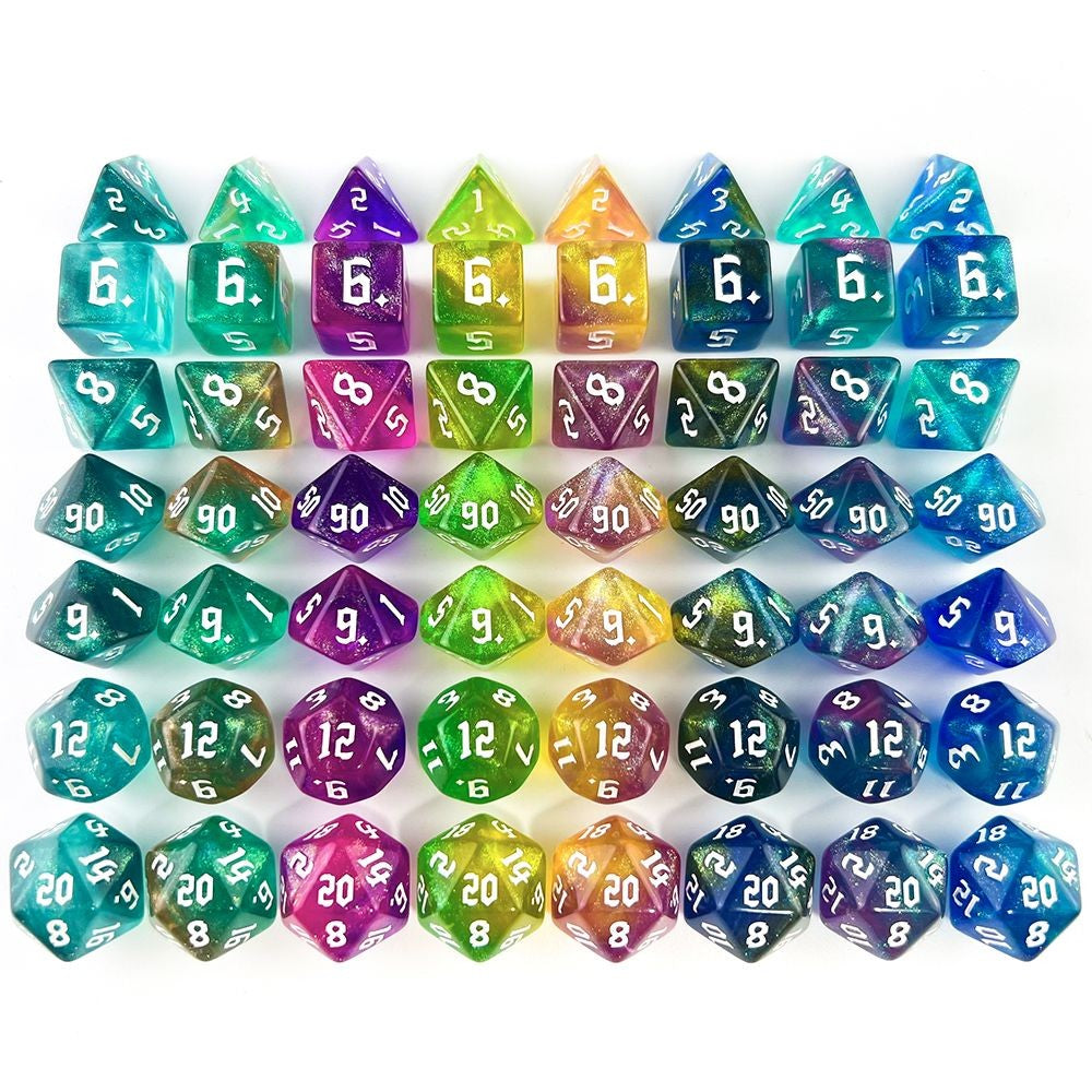 Conjunto de Dados 7pcs - Starlight Glitter | RPG/D&D, Pathfinder