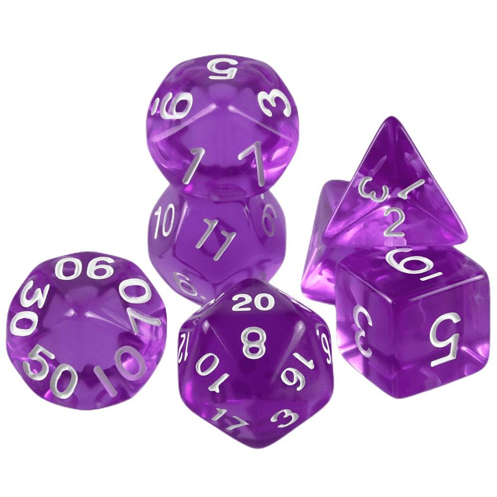 Conjunto de Dados 7pcs Translúcidos | RPG/D&D, Pathfinder