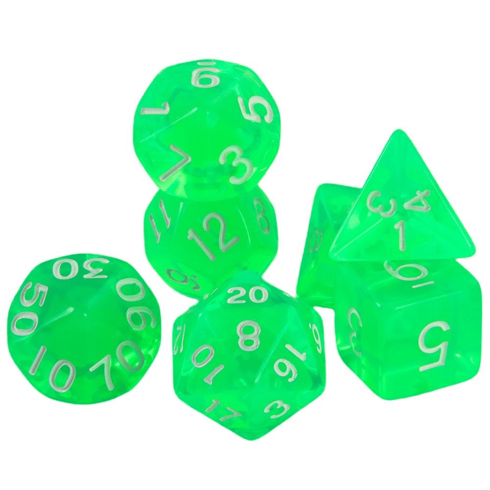 Conjunto de Dados 7pcs Translúcidos | RPG/D&D, Pathfinder