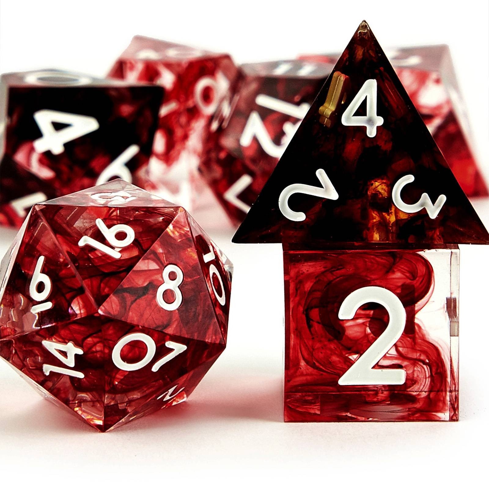 Conjunto de dados 7pcs - Corais | RPG/D&D, Pathfinder, Tormenta