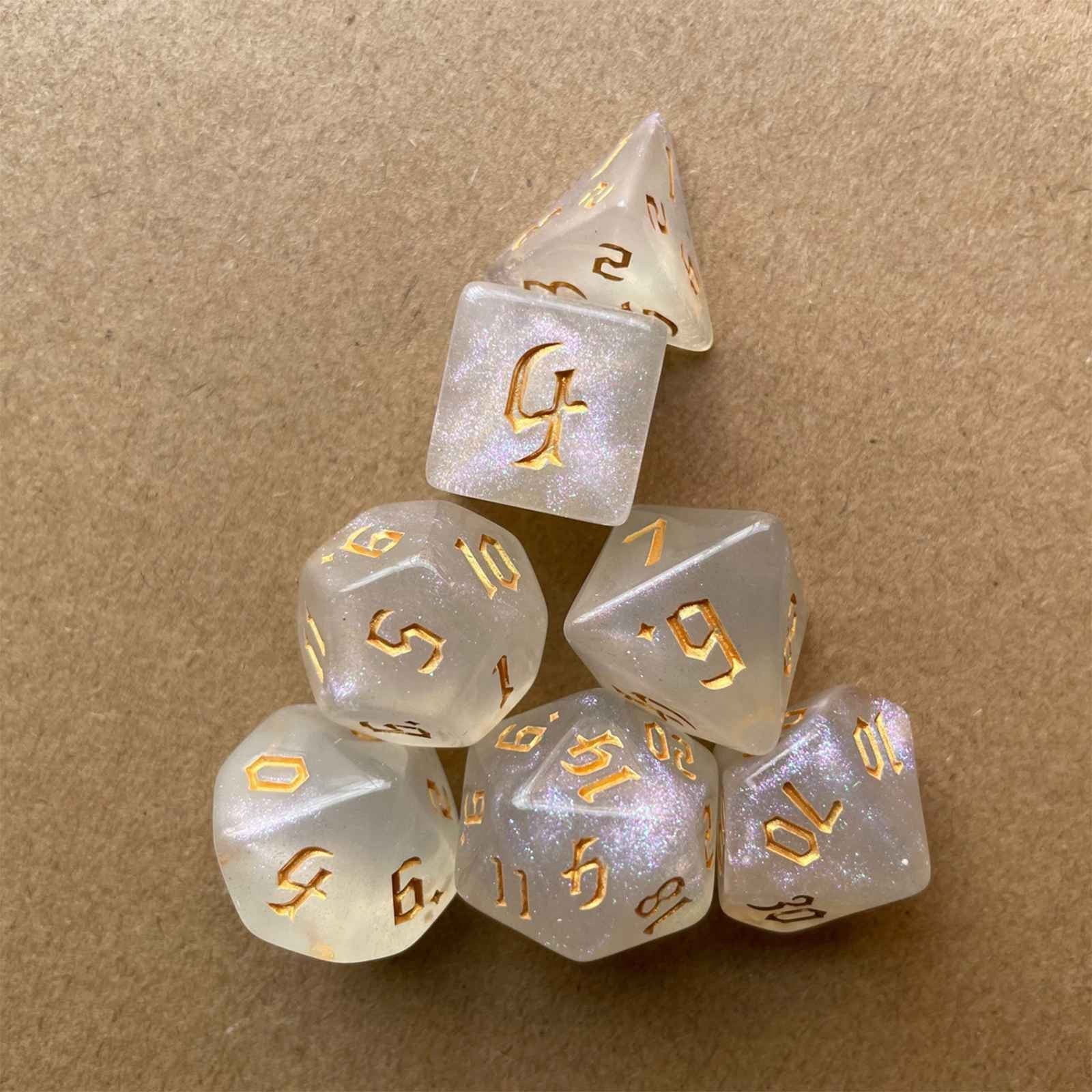 Conjunto de dados 7pcs - Cores Estelares | D&D, RPG, Pathfinder