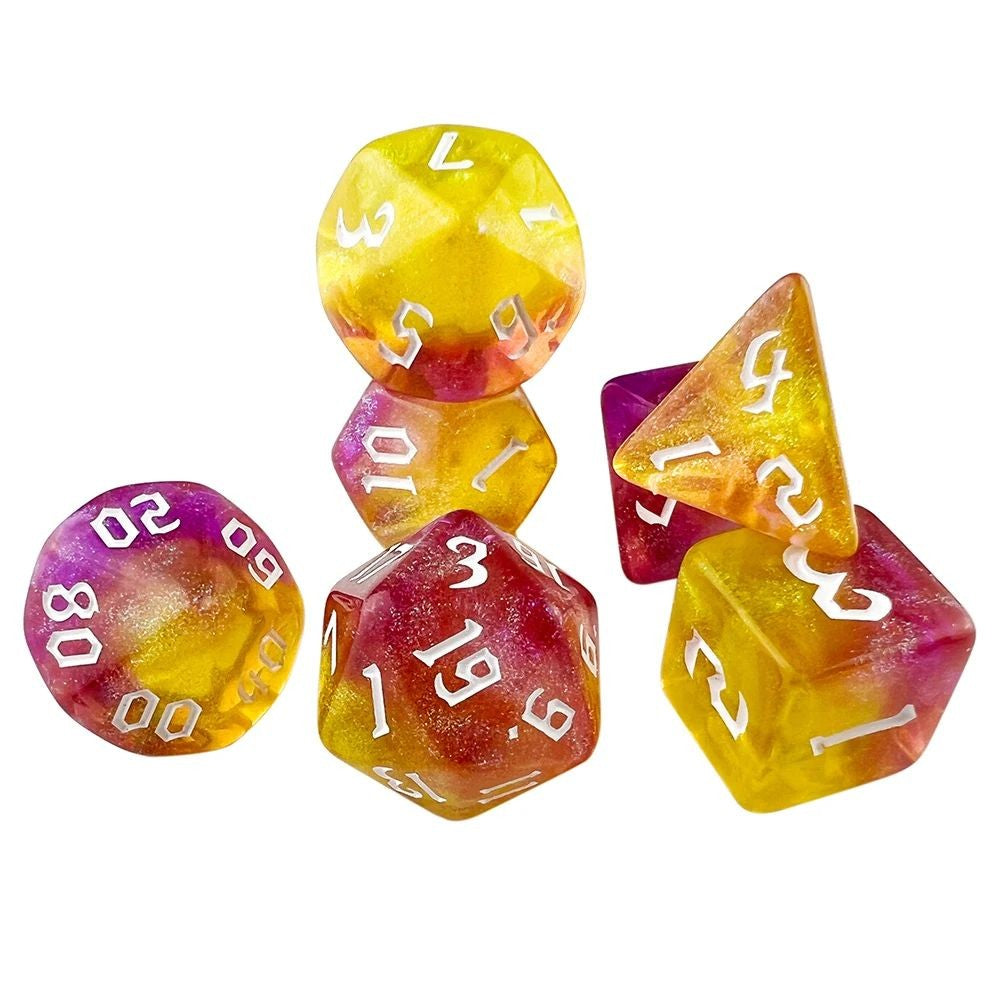 Conjunto de Dados 7pcs - Starlight Glitter | RPG/D&D, Pathfinder