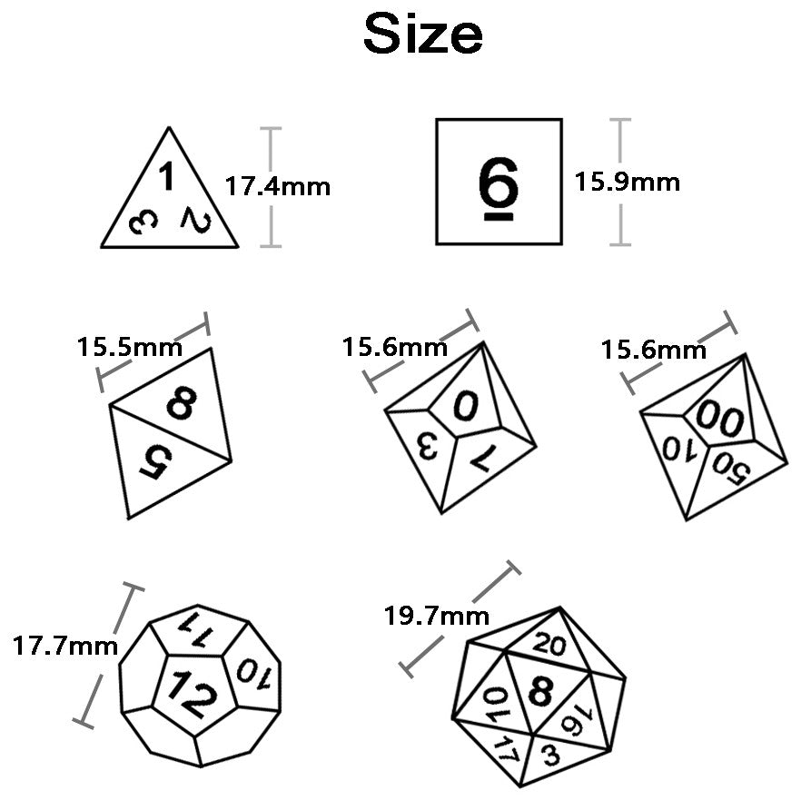 Conjunto de Dados 7pcs - Multicolor Opaco | RPG/D&D, Pathfinder