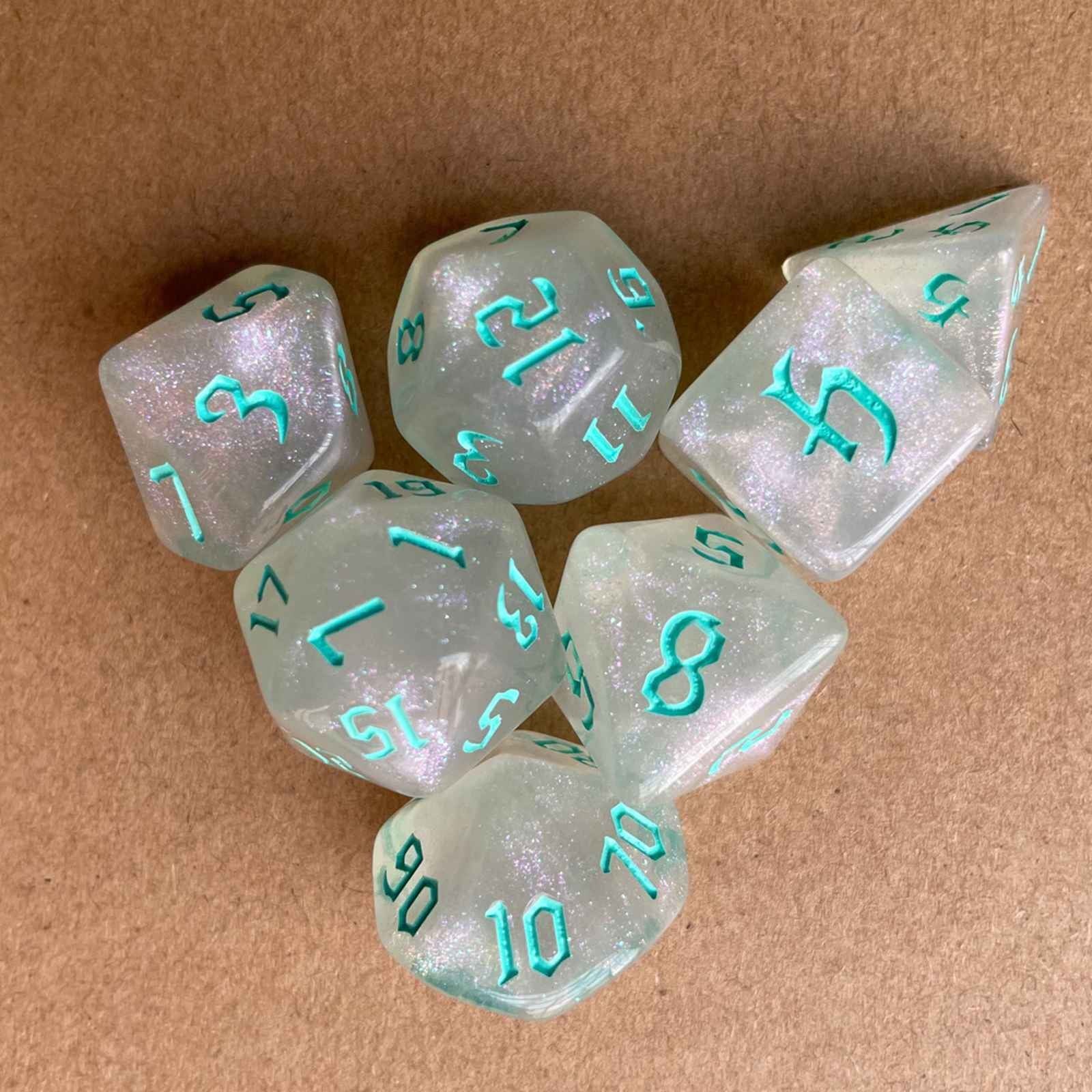 Conjunto de dados 7pcs - Cores Estelares | D&D, RPG, Pathfinder
