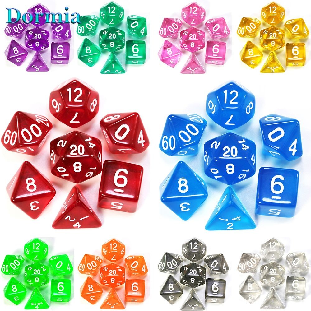 Conjunto de Dados 7pcs Translúcidos | RPG/D&D, Pathfinder