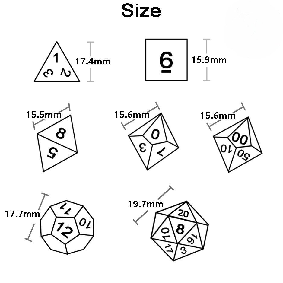 Conjunto de Dados 7pcs Translúcidos | RPG/D&D, Pathfinder