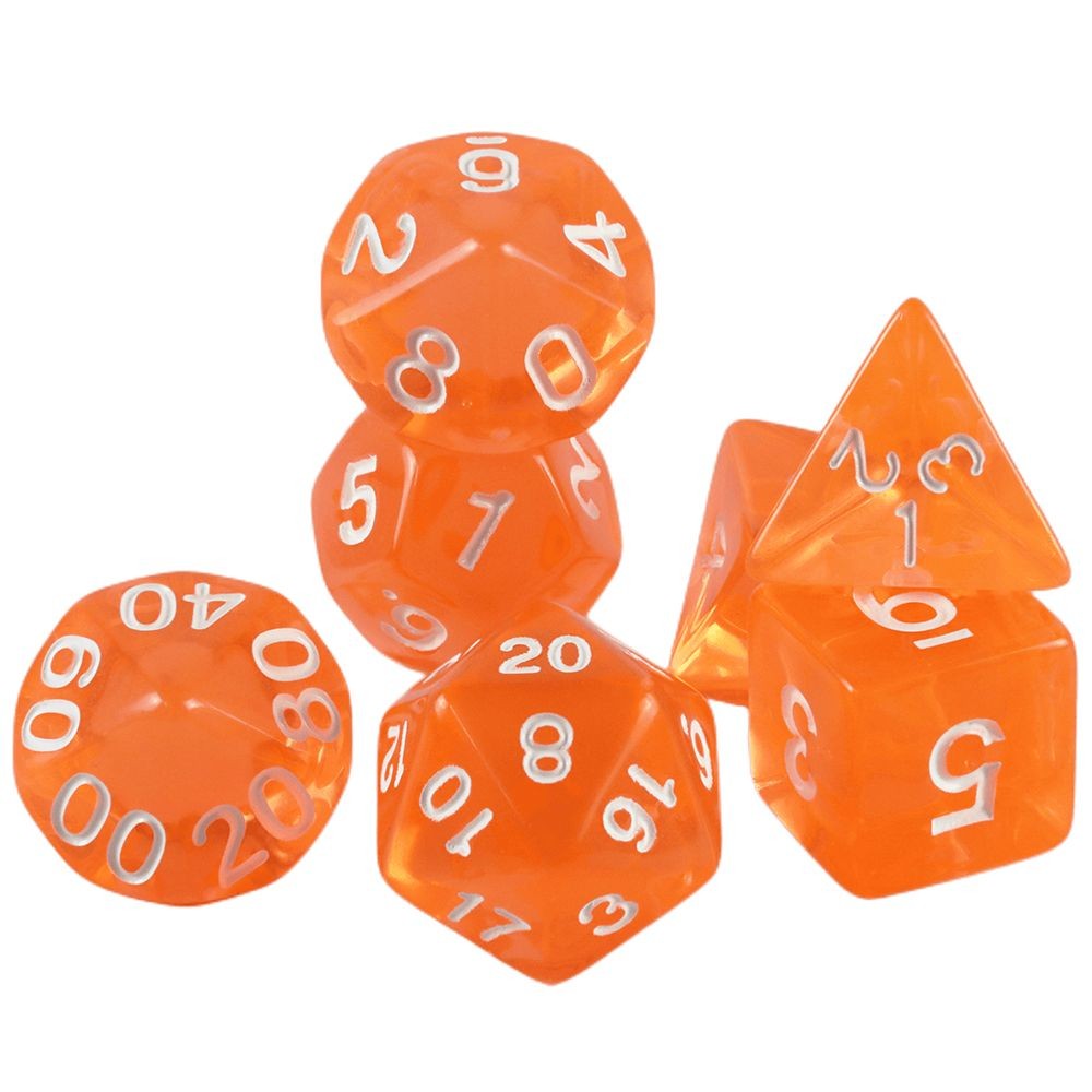 Conjunto de Dados 7pcs Translúcidos | RPG/D&D, Pathfinder