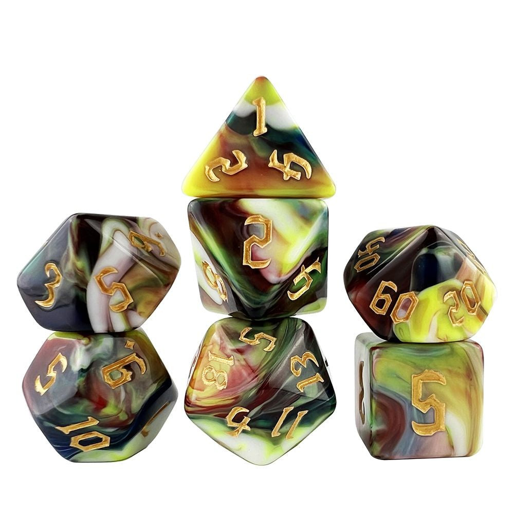 Conjunto de Dados 7pcs - Multicolor Opaco | RPG/D&D, Pathfinder
