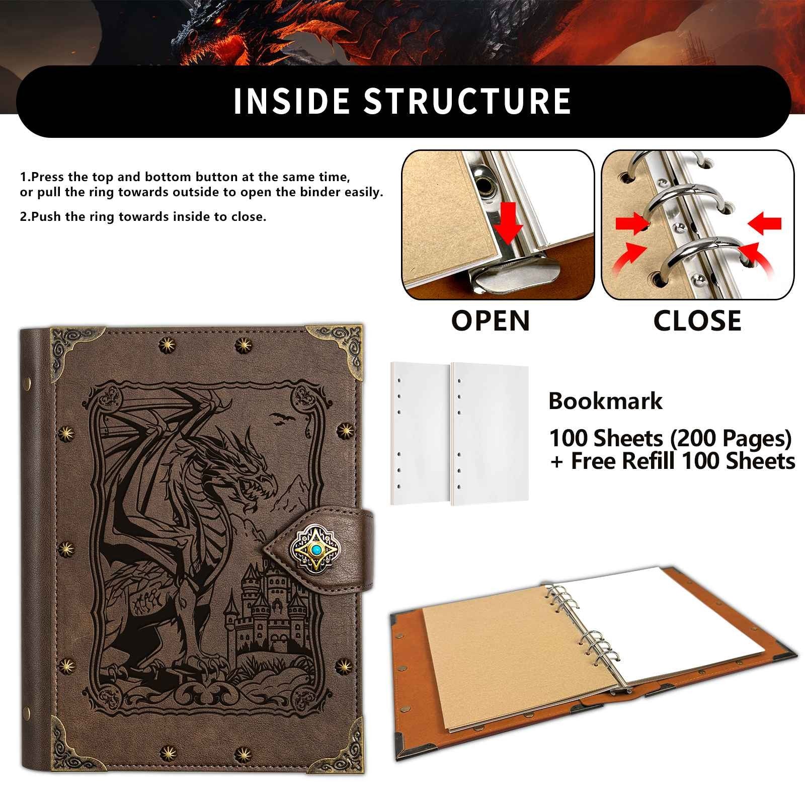 Caderno em Relevo, Anotações do Mestre, Diário de Aventura, Tipo Fichário