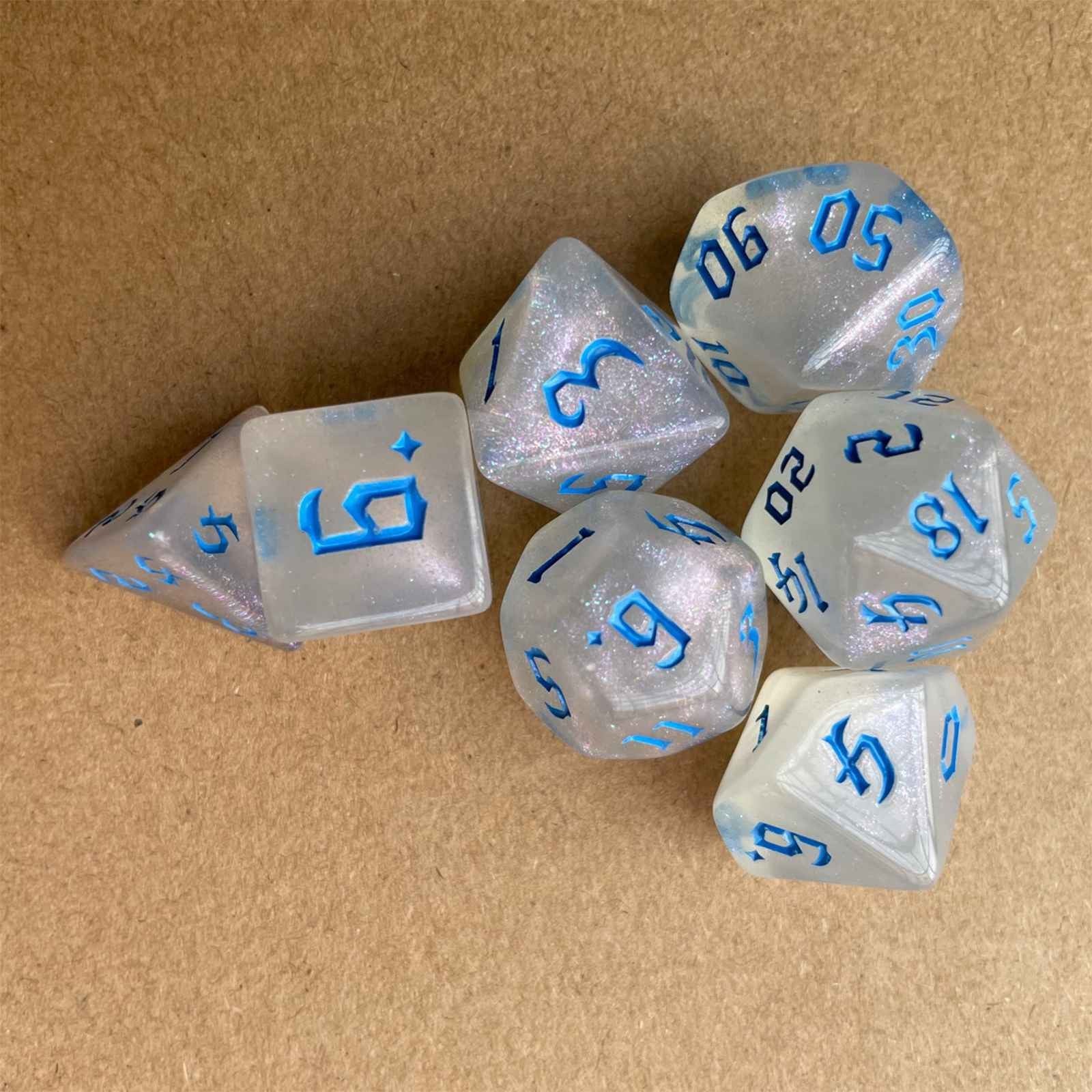Conjunto de dados 7pcs - Cores Estelares | D&D, RPG, Pathfinder